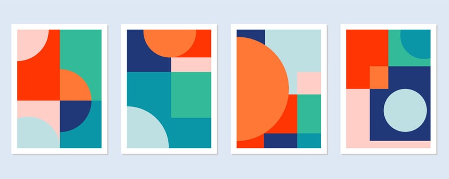 Abstract Bauhaus geometric pattern background vector circle