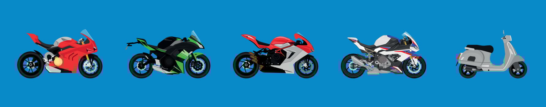 set of motorcycles big bike scooters. vector illustration eps10