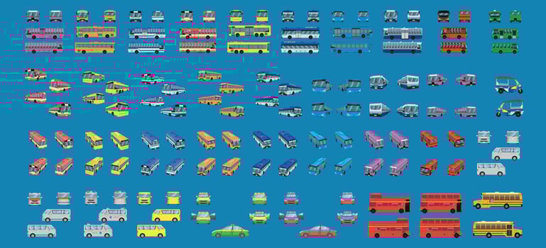 set of bus,van,taxi,school bus 3d and isolation. vector illustration eps10