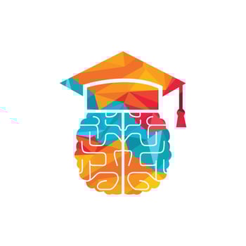 Brain and graduation cap icon design. Educational and institutional logo design. vector
