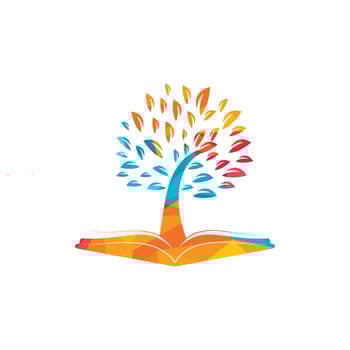 Tree With Book Education Logo Template. vector