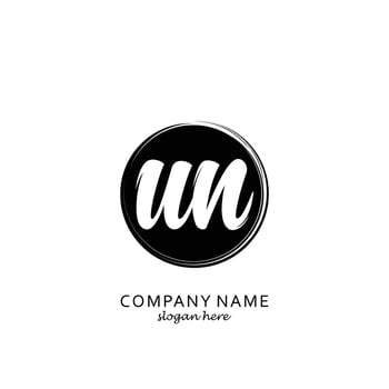 Initial UN with black circle brush logo template vector