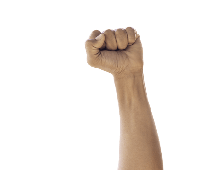 Hand of man arm raising up showing power strong transparent png