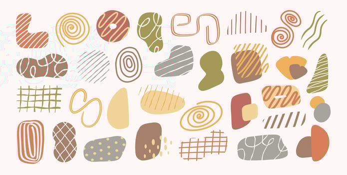 Set of abstract organic shape for trendy decoration and wall art decor. contemporary fabric decor element. hand drawn boho doodle art. scandinavian style blob vector