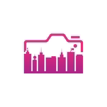 Photo city vector logo design. Camera and city vector logo design template.