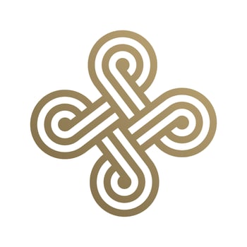 Golden Celtic cross. Endless knot decorative element. Line icon design. Geometric  logo. Vector illustration
