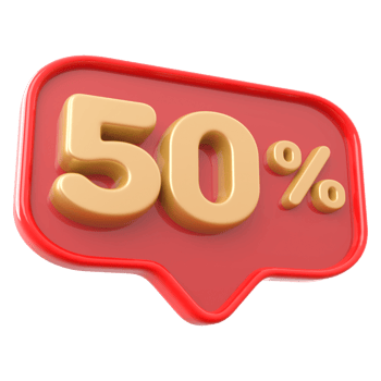 Icon number 50 percent 3d png