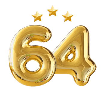 64 years anniversary number png