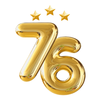 76 years anniversary number png