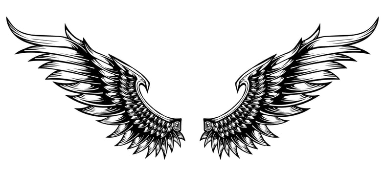 Logo angel wing tattoo design vector