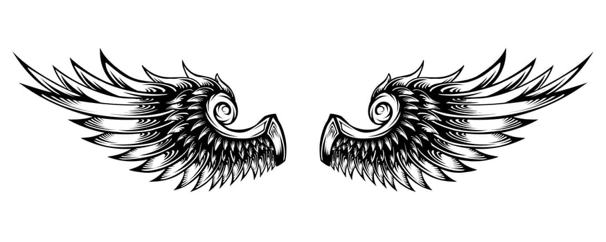 Logo angel wing tattoo design vector