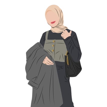 vector fashionable hooded muslim woman carrying fashionable bag and jacket