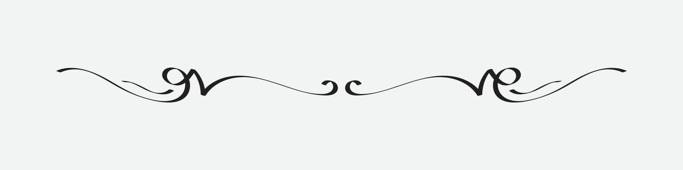 ornamental filigree flourish or thin divider. Classical vintage element, vector illustration