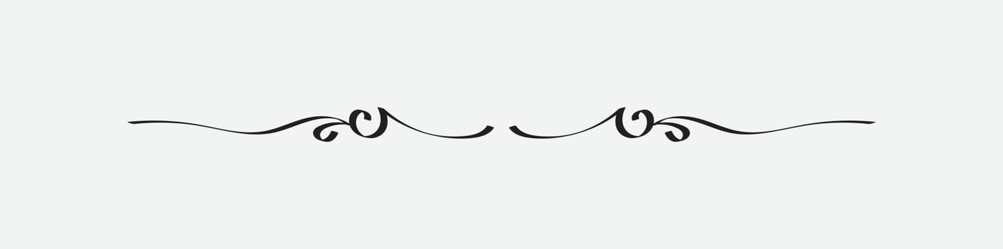 ornamental filigree flourish or thin divider. Classical vintage element, vector illustration