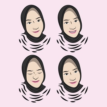 Muslim woman very cute expression vector