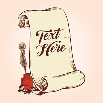 Old paper scroll with writing ink Vector illustrations for your work Logo, mascot merchandise t-shirt, stickers and Label designs, poster, greeting cards advertising business company or brands.