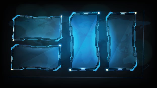 Abstract futuristic background of blue glowing technology sci fi frame hud ui vector
