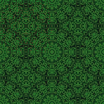 Green Color Seamless Pattern with mandala.Seamless Background design.Ornamental design.Floral pattern tiles. vector