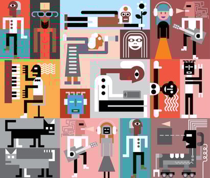 People and Robots vector