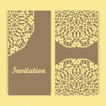 Mandala invitation card design.Floral card template design.Ornate date invitation card. vector