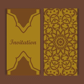 Mandala invitation card design.Floral card template design.Ornate date invitation card. vector