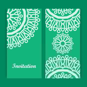 Mandala invitation card design.Floral card template design.Ornate date invitation card. vector