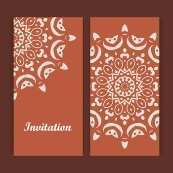 Mandala invitation card design.Floral card template design.Ornate date invitation card. vector
