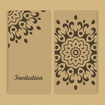 Mandala invitation card design.Floral card template design.Ornate date invitation card. vector