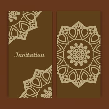 Mandala invitation card design.Floral card template design.Ornate date invitation card. vector