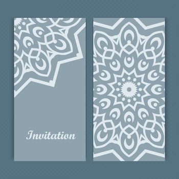 Mandala invitation card design.Floral card template design.Ornate date invitation card. vector
