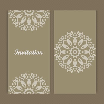 Mandala invitation card design.Floral card template design.Ornate date invitation card. vector
