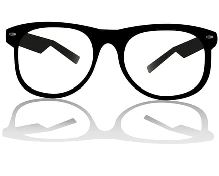 black glasses for sight on white background with shadow vector
