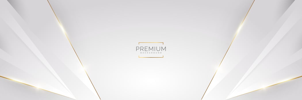 Luxury White and Gold Background with Golden Lines and Paper Cut Style. Premium Gray and Gold Background for Award, Nomination, Ceremony, Formal Invitation or Certificate Design vector