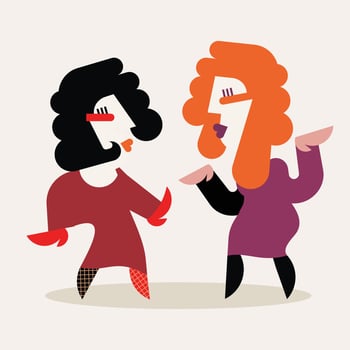 Two dancing women vector illustration