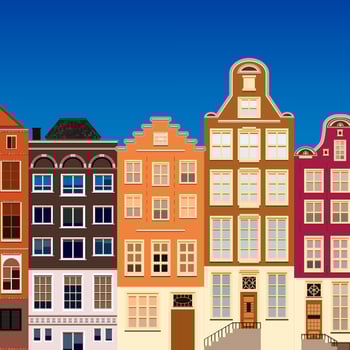Street of abstract old houses. Vector background.