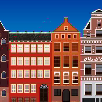 Street of abstract old houses. Vector background.