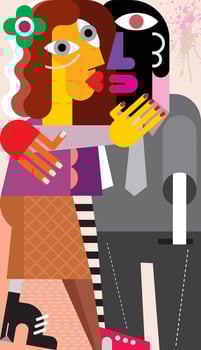 Woman kissing a man vector