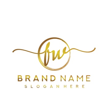 Initial FW beauty monogram and elegant logo design, handwriting logo of initial signature, wedding, fashion, floral and botanical with creative template. vector