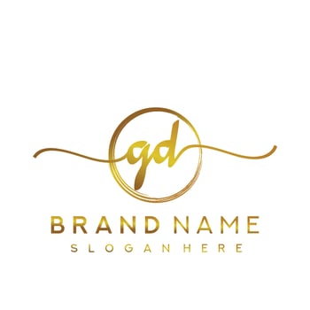 Initial GD beauty monogram and elegant logo design, handwriting logo of initial signature, wedding, fashion, floral and botanical with creative template. vector