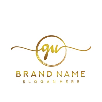 Initial GU beauty monogram and elegant logo design, handwriting logo of initial signature, wedding, fashion, floral and botanical with creative template. vector