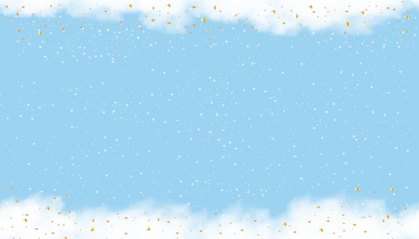 seamless pattern clouds and gold element on transparent background, Horizon Pattern of white fulffy cloud for horiszontal banner backdrop on Christmas or New year background vector