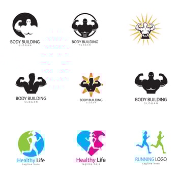 Vector object and Icons for Sport Label  Gym Badge  Fitness Logo Design