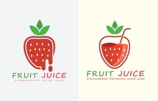 Strawberry Logo Fruit Juice Concept Vector Design Template