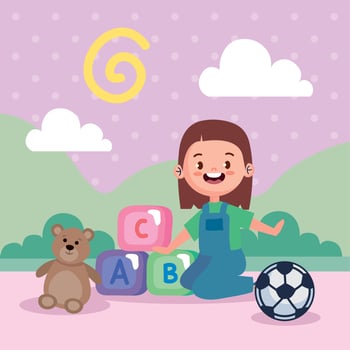 little girl with toys vector