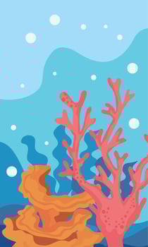 coral reef and bubbles vector
