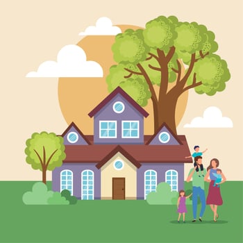 new house and family vector