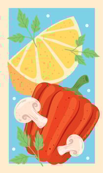 lemon and vegetables vector