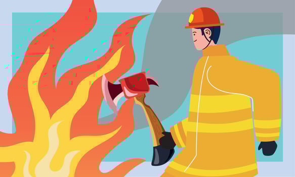 fireman with axe character vector