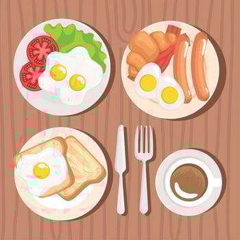 four breakfast menus icons vector