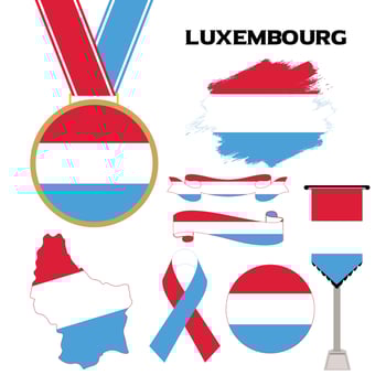 Elements Collection With The Flag of Luxembourg Design Template vector